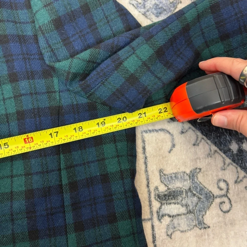 Vintage Pendleton Tartan Plaid 2 Button Blazer Women’s Size 14 Green & Navy